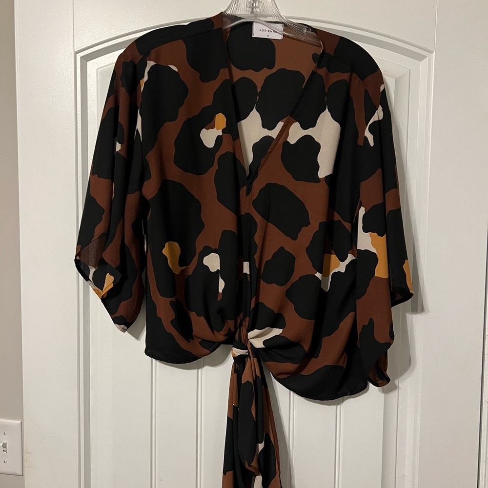 Sheer animal print blouse